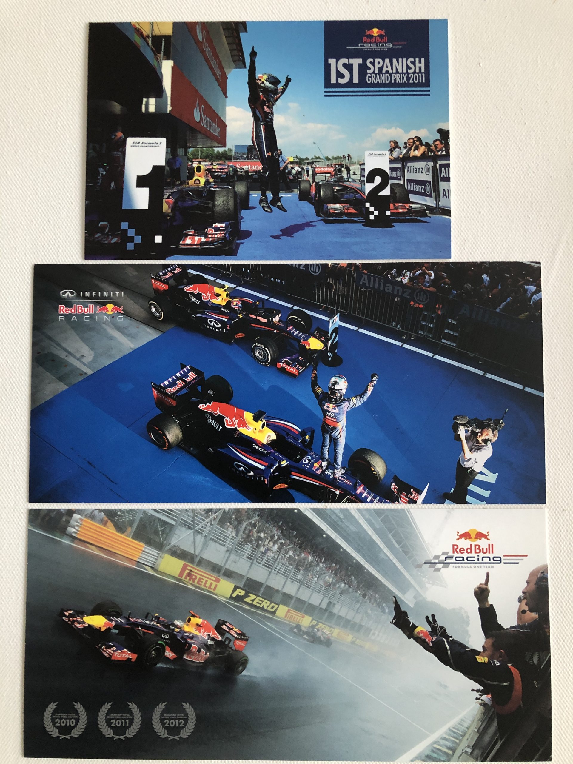 Set of 3 Red Bull Racing Sebastian Vettel Driver Cards / Post Cards