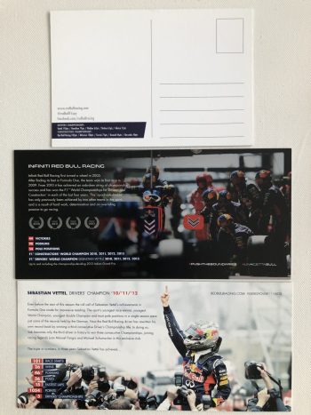 Set of 3 Red Bull Racing Sebastian Vettel Driver Cards / Post Cards - Image 2