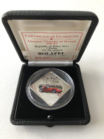 Greatest Victories of Ferrari 246 F1 Mike Hawthorn French GP 1958 Bolaffi Medal / Coin