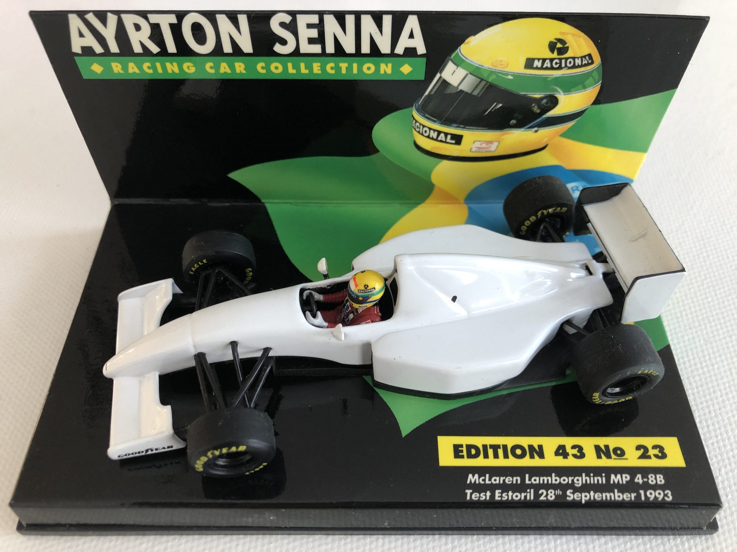 1993 Ayrton Senna McLaren Lamborghini MP4/8B LANG 1:43 Scale Diecast Model Car Edition 43 No.23