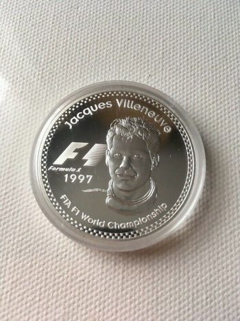 Rare 1997 Jacques Villeneuve Commemorative 25 Euro Silver Coin F1 With COA