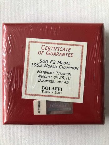Official Ferrari F2 World Championship 1952 Titanium Medal / Coin + COA