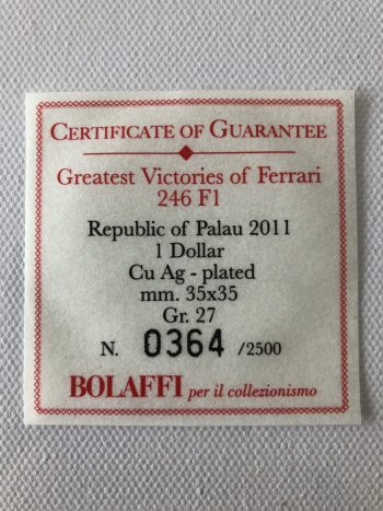 Greatest Victories of Ferrari 246 F1 Mike Hawthorn French GP 1958 Bolaffi Medal / Coin - Image 4