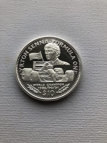 Ayrton Senna $10 Silver Commemorative Coin 1992 F1 Republic Of Liberia with COA