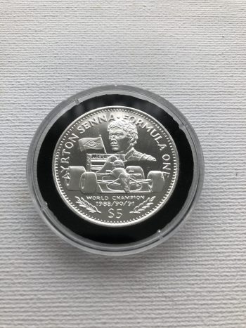 RARE Ayrton Senna $5 Silver Commemorative Coin 1992 F1 Rep Of Liberia with COA