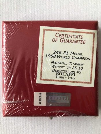 Official Ferrari F1 World Championship 1958 Titanium Medal / Coin + COA