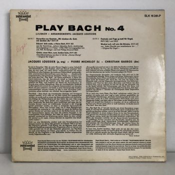 Bach, Jacques Loussier / Christian Garros / Pierre Michelot - Play Bach No. 4 (LP, RE) - Image 2