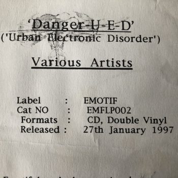 Various - Danger U.E.D - Urban Electronic Disorder (2xLP, Comp, Promo, W/Lbl)