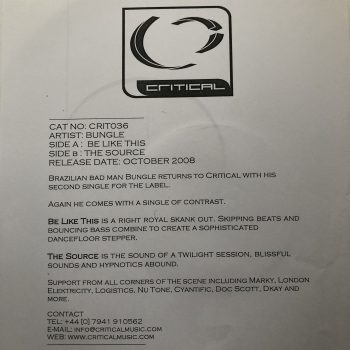 Bungle - Be Like This / The Source (12", Promo, W/Lbl)