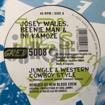 Josey Wales, Beenie Man & Ini Kamoze - Jungle & Western Cowboy Style / Build Me 3 Coffins (New Blood Crew Remixes) (12") - Image 2