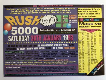 Rush 5000 - Saturday 30th January 1993 - Ashwin Street London E8 - Image 2
