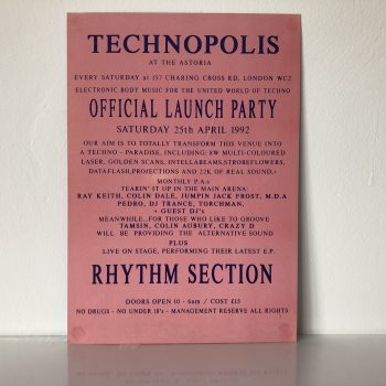 Technopolis - The Astoria, Saturday 25th April 1992 - 157 Charing Cross Road, London WC2 - Image 2