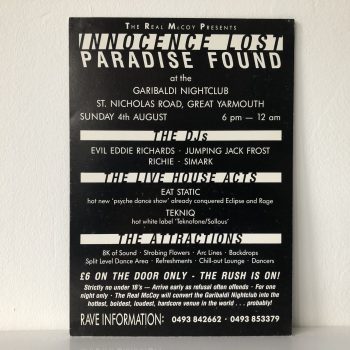 INNOCENCE LOST PARADISE FOUND, GARIBALDI NIGHTCLUB, GT. YARMOUTH, NORFOLK - Image 2
