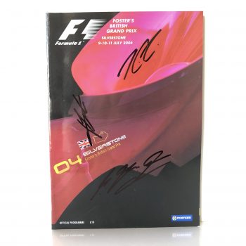 2004 British Grand Prix Race Programme Hand Signed By Michael Schumacher, Kimi Raikonnen and Jarno Trulli