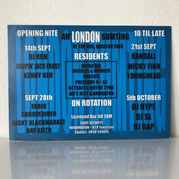 Ah' London Sumting - The Vox - Brixton - Vintage Rave Flyer - Image 2