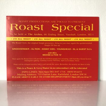 Roast Special - The Arches in Vauxhall - 30th August 1993 - Vintage Rave Flyer - Image 2