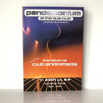 Pandemonium - The Que Club - 29th July 1994 - Vintage Rave Flyer