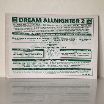 Dream Allnighter 2 - Club Labrynth - 8th October 1994 - Vintage Rave Flyer - Image 2