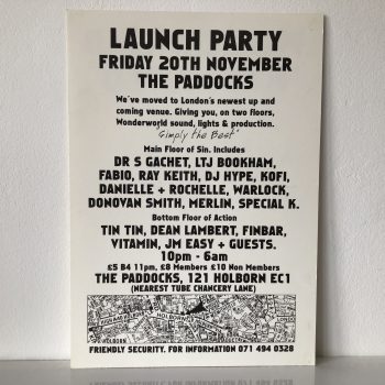 Wonderworld - The Paddocks - 20th November 1992 - Vintage Rave Flyer - Image 2