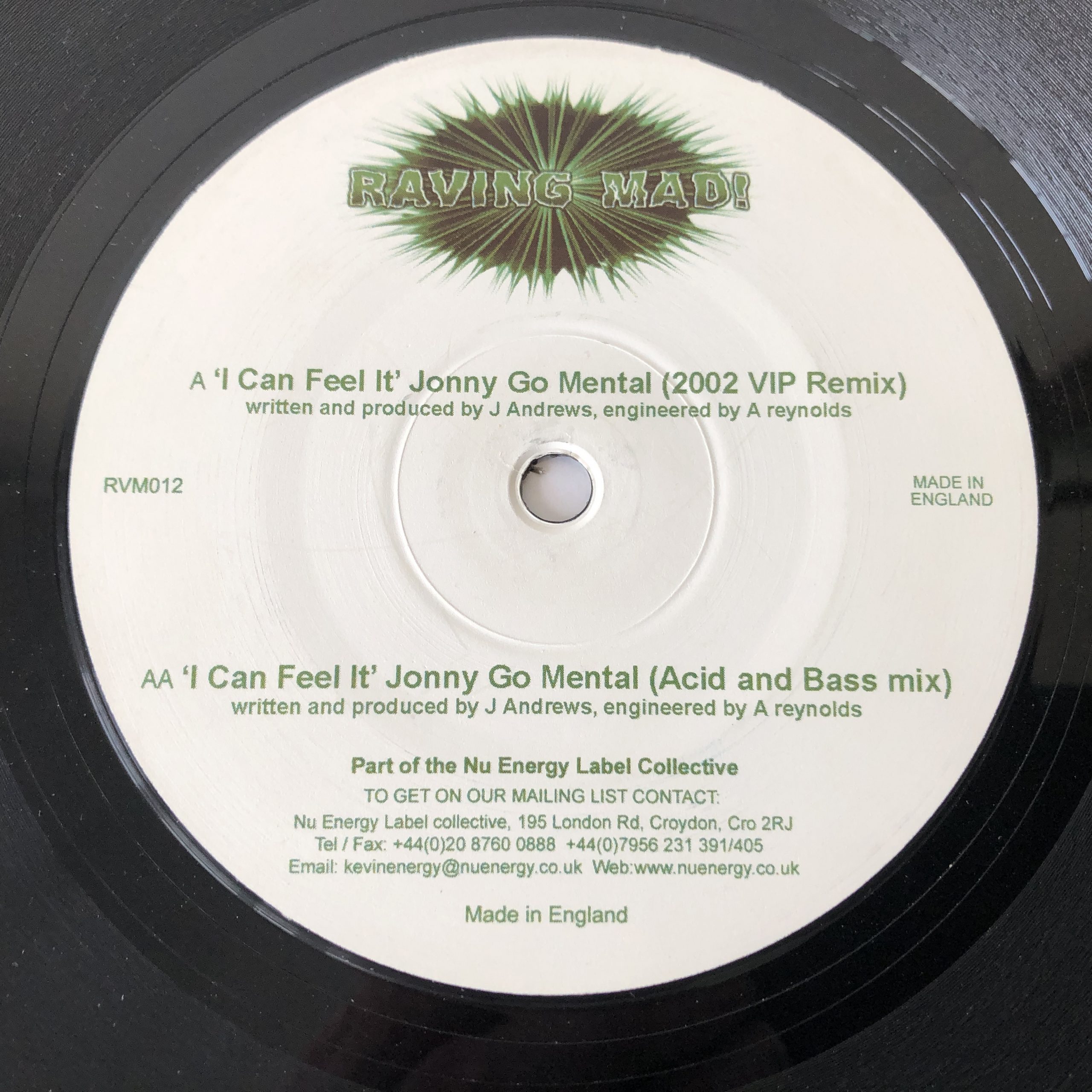 Jonny Go Mental - I Can Feel It (12")
