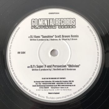DJ Kaos / Super X & Persuasion - Sunshine (Remix) / Oblivion (12")