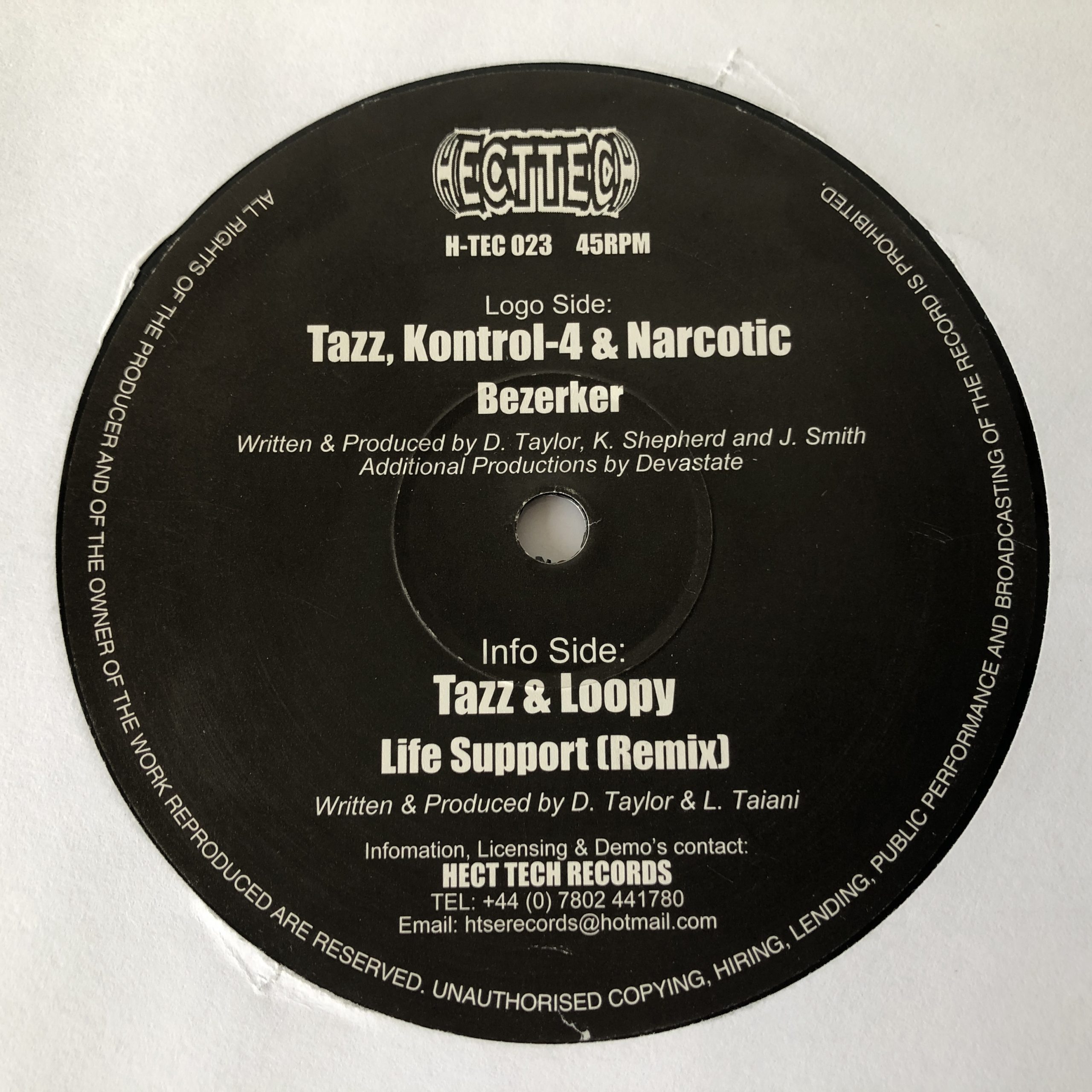 Tazz, Kontrol-4 & Narcotic / Tazz & Loopy - Bezerker / Life Support (Remix) (12")