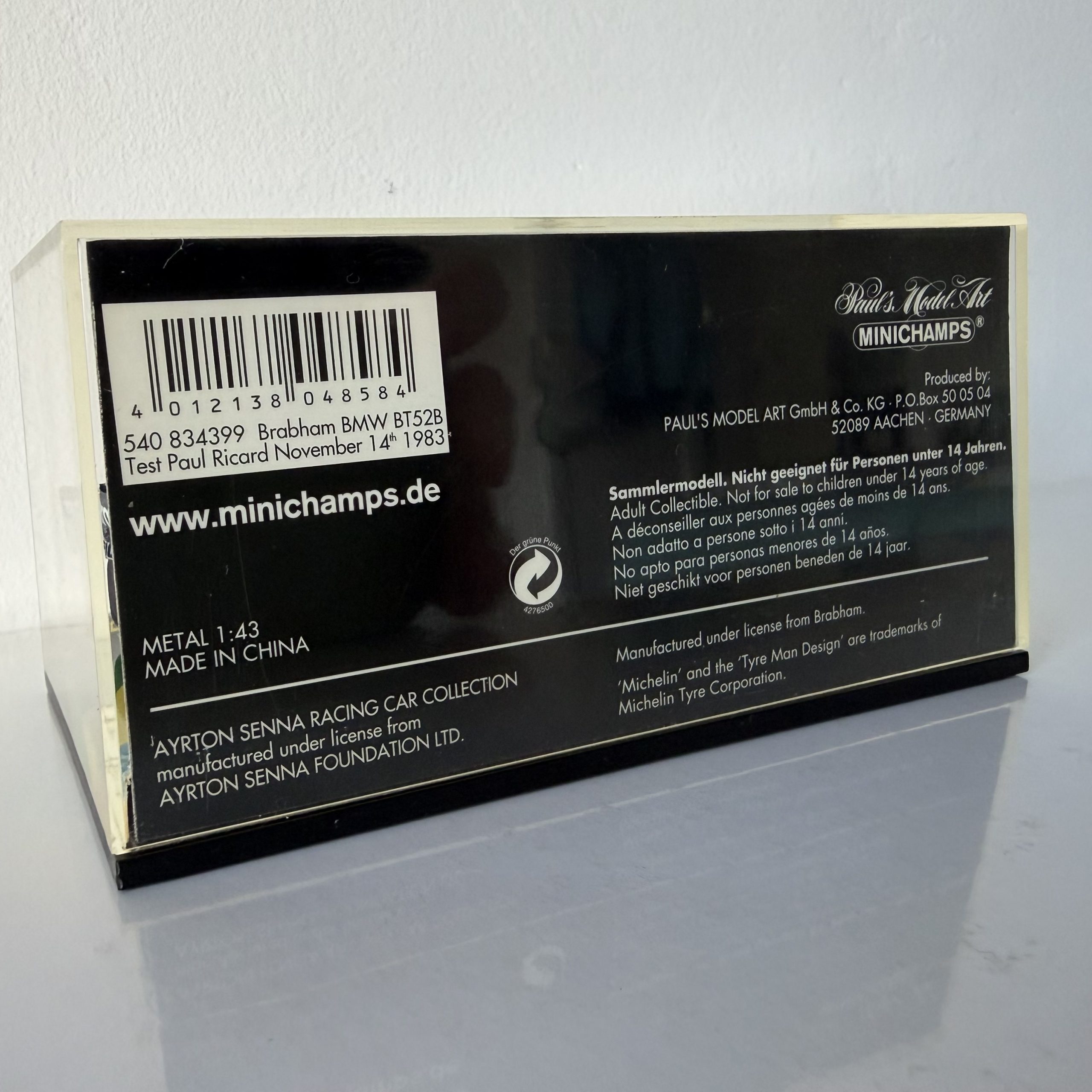 1983 Ayrton Senna | Brabham BMW BT52B | 1:43 Minichamps Diecast Model Car