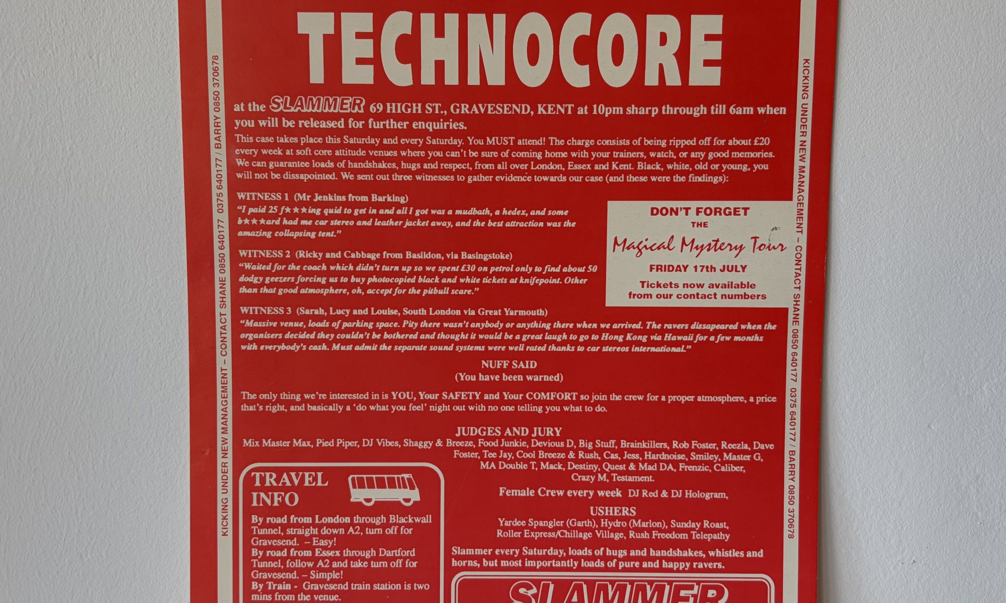 Technocore – The Slammer – Gravesend – Rave Flyer