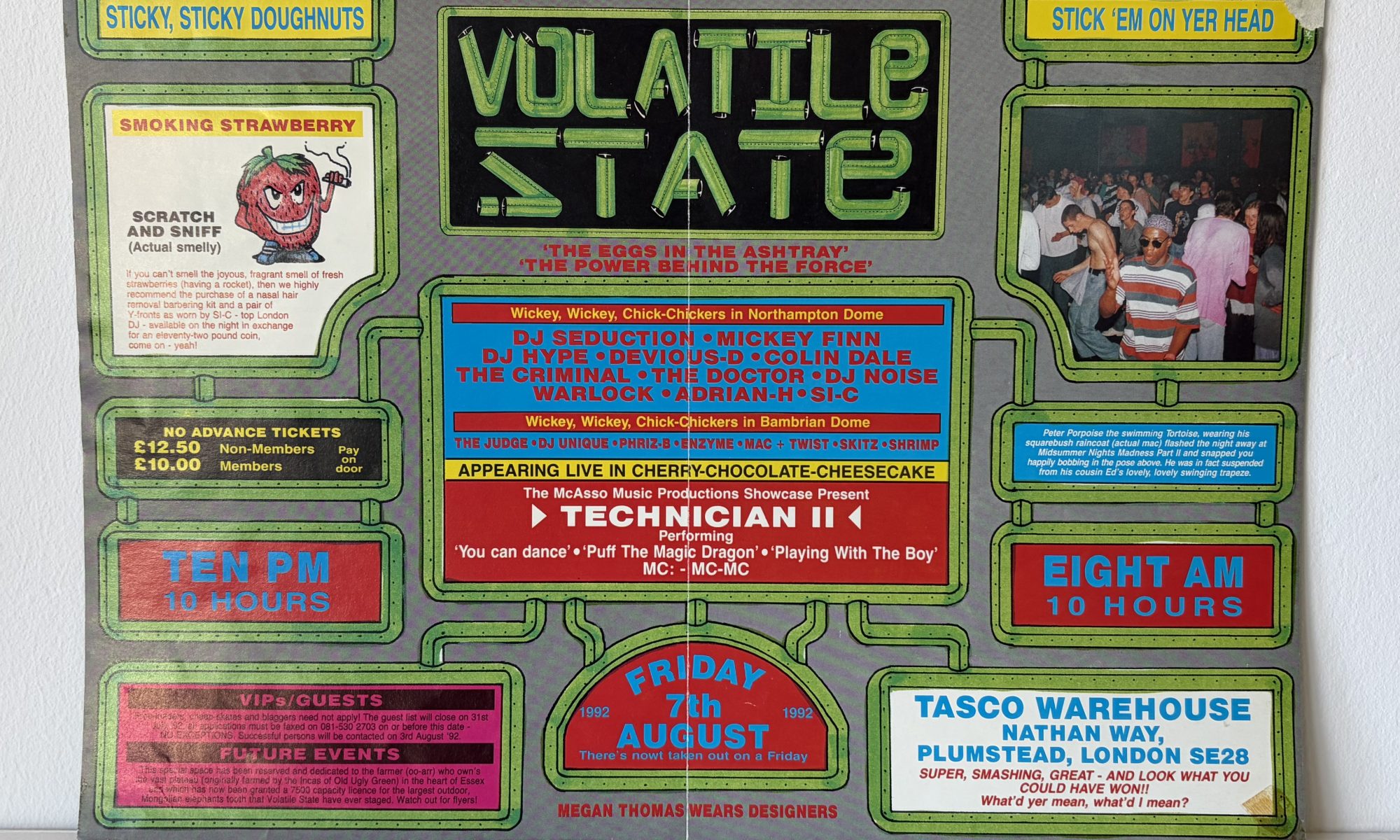 Volatile State – Tasco Warehouse – July 1992 – Plumstead – Rave Flyer