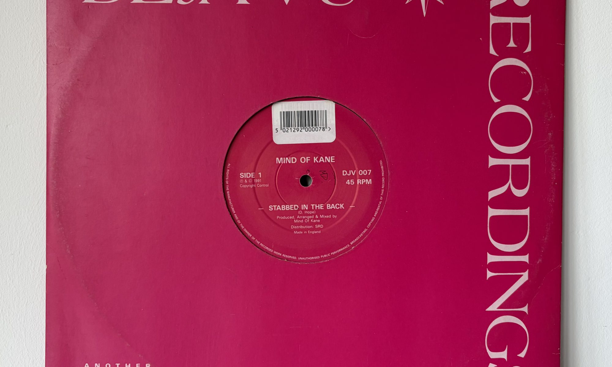 Mind Of Kane - Stabbed In The Back (12", Red)